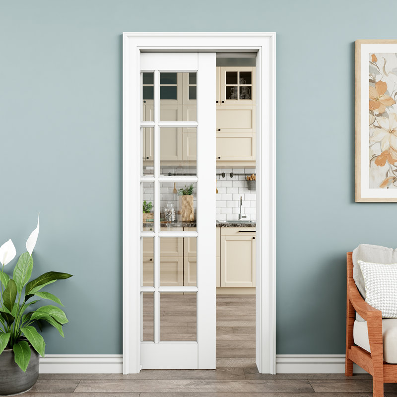 Porte coulissante intérieure en verre transparent avec portes coulissantes 10-Lite avec quincaillerie et fermeture en douceur