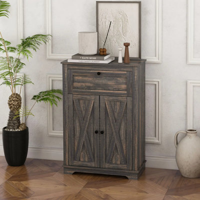 Farmhouse Barn Door Accent Cabinet,Kitchen Sideboard Storage Cabinet with Double Doors, Drawer, and Adjustable Shelf for Bedroom, Living Room,Sideboard