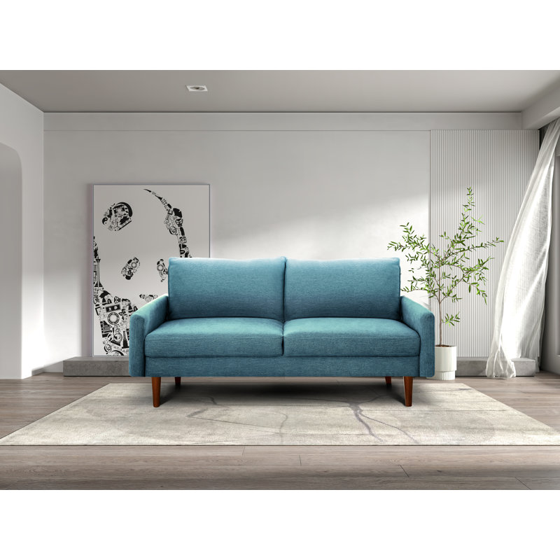 Canapé à accoudoirs arrondis 70 po Montie, Bleu