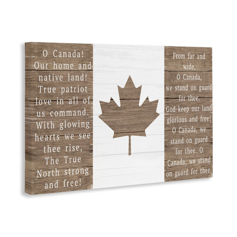 O Canada Rustic Anthem Canvas, design by Lil' Rue, 16" H x 24" W