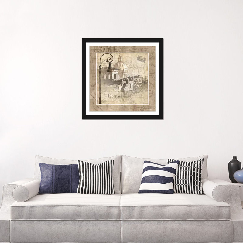 «When In Rome», reproduction d'impression sur toile, H 24 po x l 24 po x P 1 po, Papier avec cadre noir, Blanc