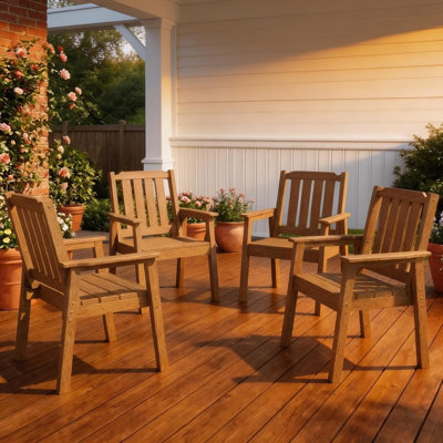 Ensemble de 4 chaises de salle à manger d'extérieur en PEHD - Fauteuil de patio toutes saisons avec siège à lattes, mobilier de jardin moderne et robuste de 23,9 po de largeur pour le jardin, la piscine, la terrasse