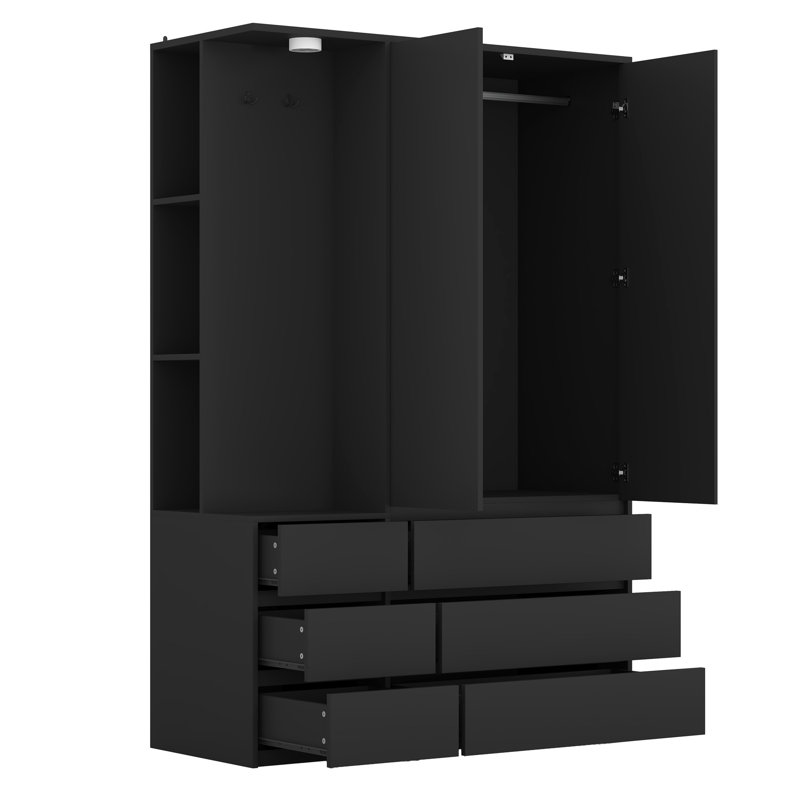 Garde-robe H 70,8 po, Noir