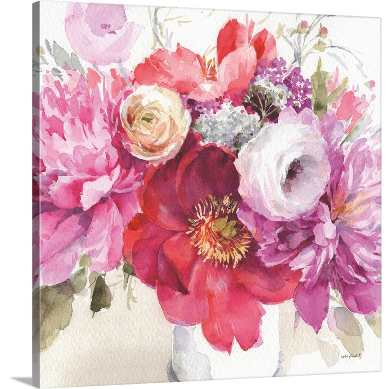 Visiblement rose 01 carré par Lisa Audit - reproduction d'art, Toile tendue, H 30 po x l 30 po x P 1,25 po