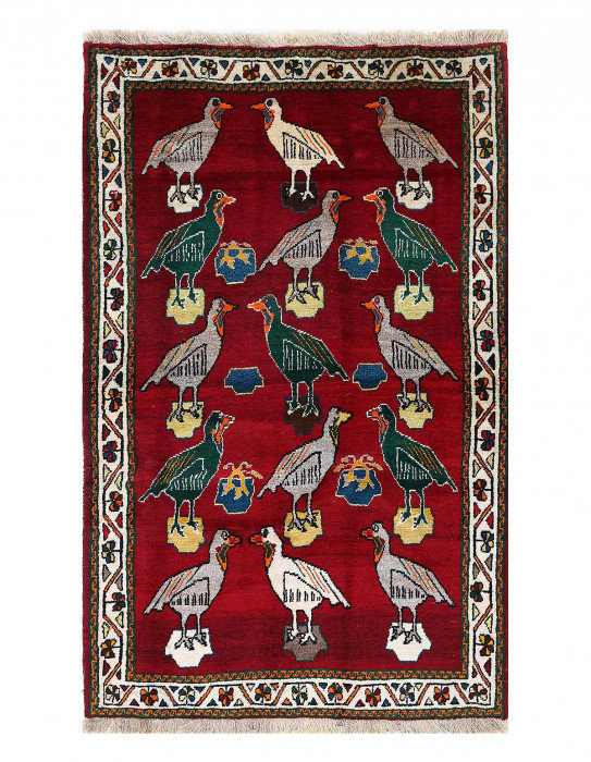 One-of-a-Kind 3'11'' X 6'5'' 1980s in Red/Green
