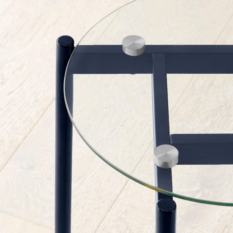 Damyia Glass Top End Table, Midnight Blue