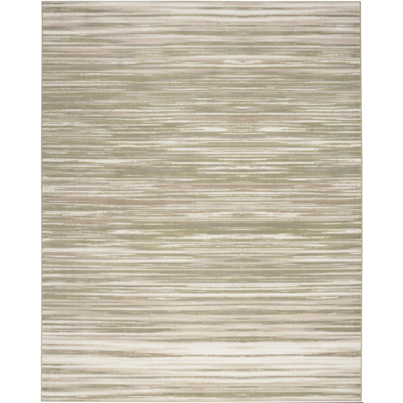 Abstract Machine Woven Area Rug in Green/Ivory, Rectangle 7'10" x 9'10"