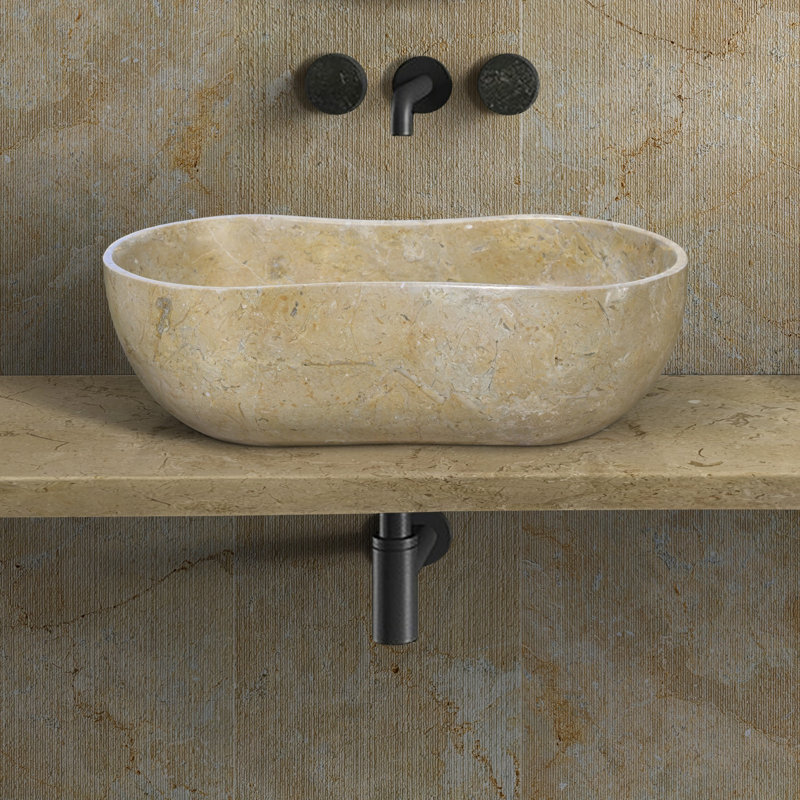 Bathroom Vessel Sink With Pre-Drilled Drain Hole, Gold