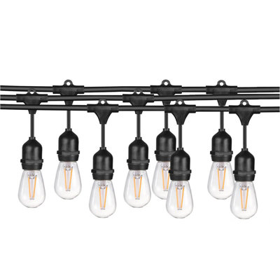 48 pi. Ampoule DEL Edison, homologuée UL, imperméable, brins connectables, guirlande d'extérieur, blanc chaud 2700K