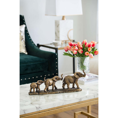 Statue de famille d'éléphants 17,9X3,1X6,9 "