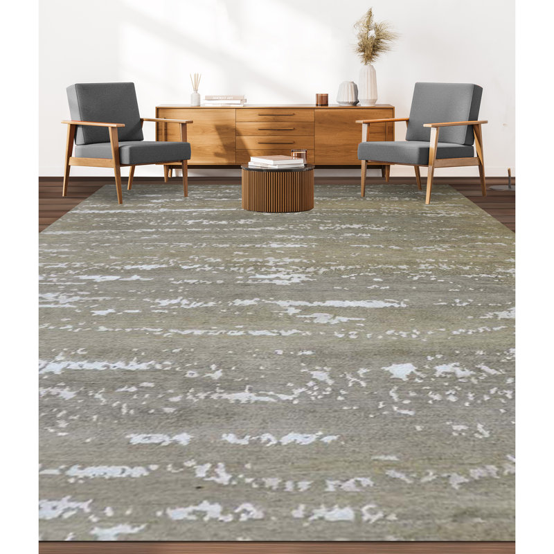 Hand-Knotted High-Quality Beige Area Rug, Rectangle 6' x 9'