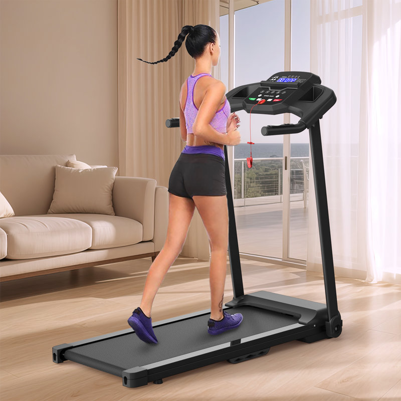 Tapis roulant électrique pliable de 2,5 CV avec tapis roulant pliable pour la salle de gym à domicile, capacité de poids maximale de 265 lb, noir