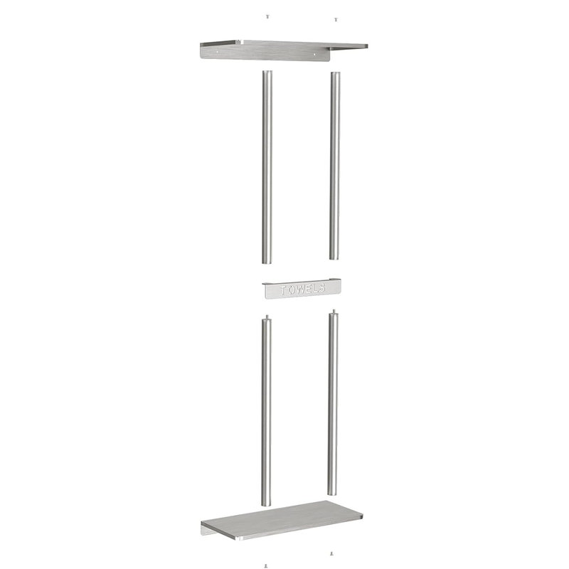 Brushed Nickel Wall Mounted Towel Rack with Shelf