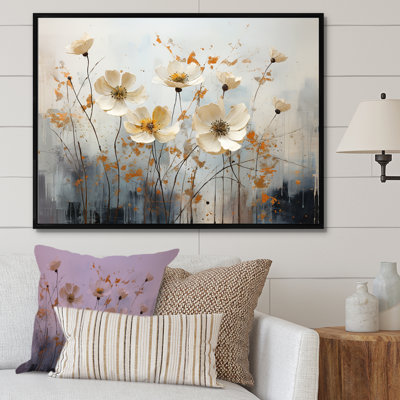 Minimalisme, fleurs sauvages beiges, prairies mélodiques I sur toile