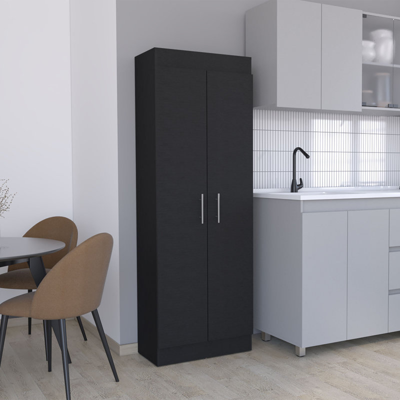 Garde-manger au Népal, conception à 2 portes peu encombrante avec plusieurs tablettes, Noir