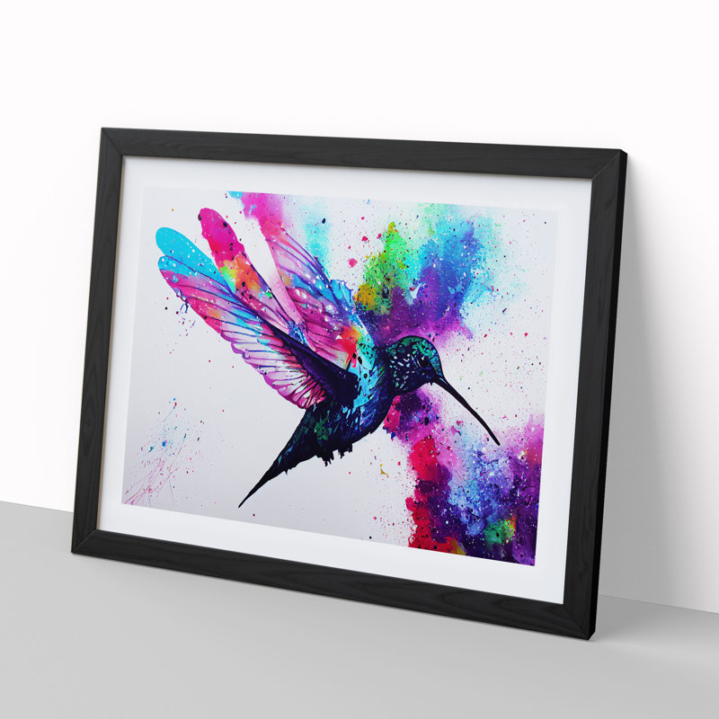 Hummingbird Splash Vol.2 Abstract - Framed Print, Black, 46cm H x 64cm W x 2cm D