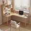 Bureau en bois massif en forme de L Burlywood + blanc + fer-1671568222-1671568218