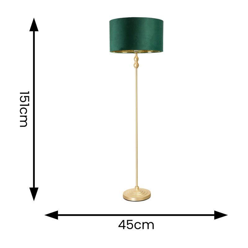 Travilah 151cm Traditional Floor Lamp, Yes, Green/Gold, Brushed