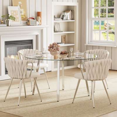 Elegant 5-Piece Round Dining Table Set for 4