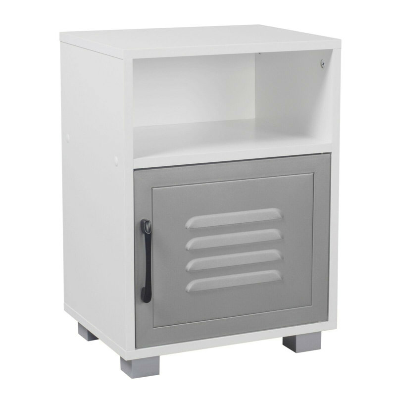 Traub 38.5cm W Manufactured Wood Bedside Table, White/Grey
