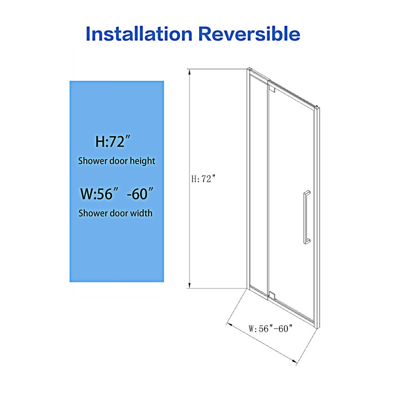 Semi-Frameless Pivot Hinged Glass Shower Door
