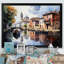 «Beige Canal Waterway Pointillism», reproduction sur toile-437469845-437469843
