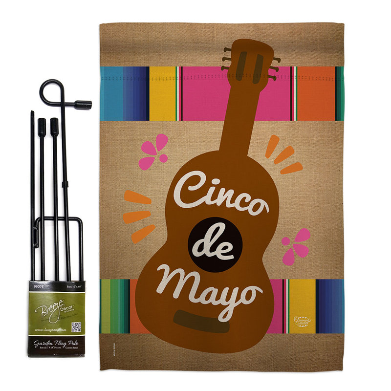 Double Sided 222'' H x 156'' W Polyester Cinco De Mayo Flag Set