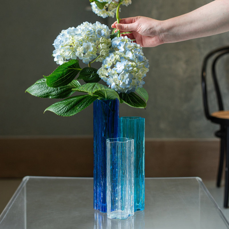 Flora Handmade Glass Table Vase, Blue