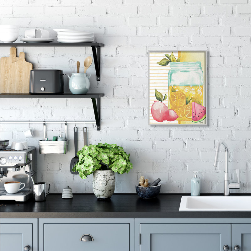 «Iced Lemonade Pitcher Abstract Pink Lemon Fruit» par Elizabeth Medley - impression d'art graphique