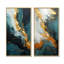 Or et vert abstrait cascade de marbre I - ensemble de salon abstrait art mural 2 pièces-1767401255-1767401261