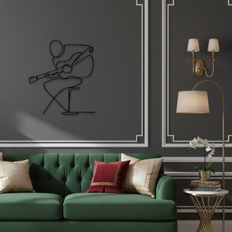 Metal Man With Guitar Wall Decor