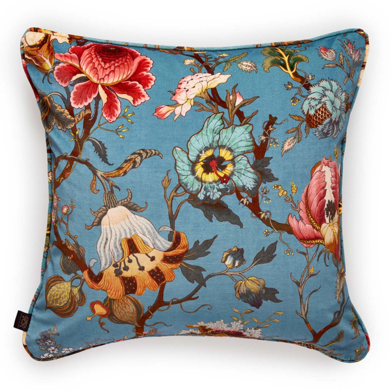 Artemis Velvet Throw Square Pillow Cover & Insert in Azure