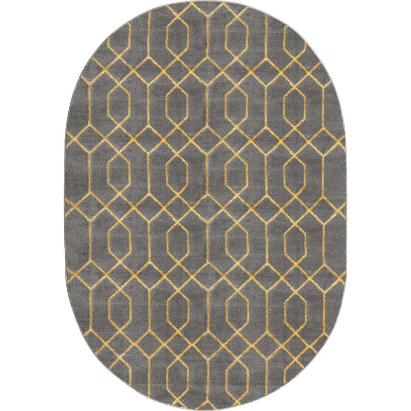 Geometric Area Rug, Oval 122 x 183cm