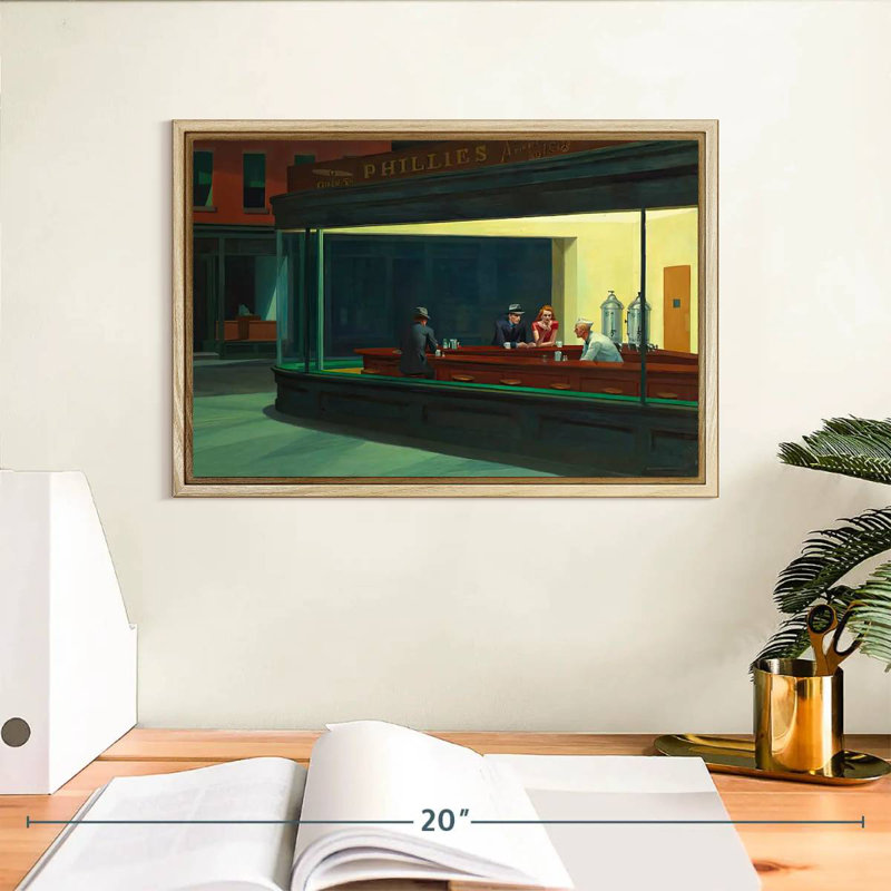 Nighthawks, Cadre flottant en bois naturel, 13 po x 9 po
