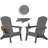 Folding Adirondack Chair, SGS Tested, Wooden Textured With Cup Holder, Heavy All-Weather HDPE Comfortable Set Poolside Backyard Lawn Grey Set 2-124432823