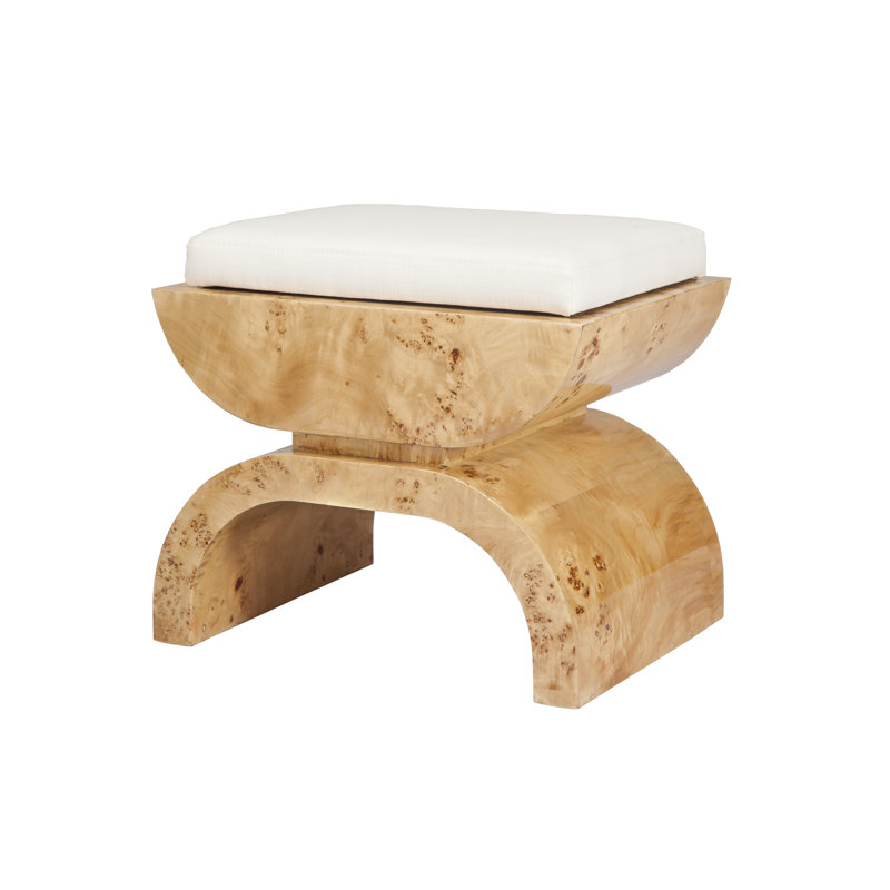 Biggs Upholstered Vanity Stool, Burl Wood