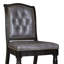 Ensemble de salle à manger 7 pièces comprenant une table et 6 chaises de salle à manger en tissu polyester gris foncé avec dossier capitonné et finition sablée noire.-265689173-265689174