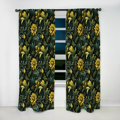 Rideau damassé obscurcissant Tropical Green Jungle Damask II - Floral