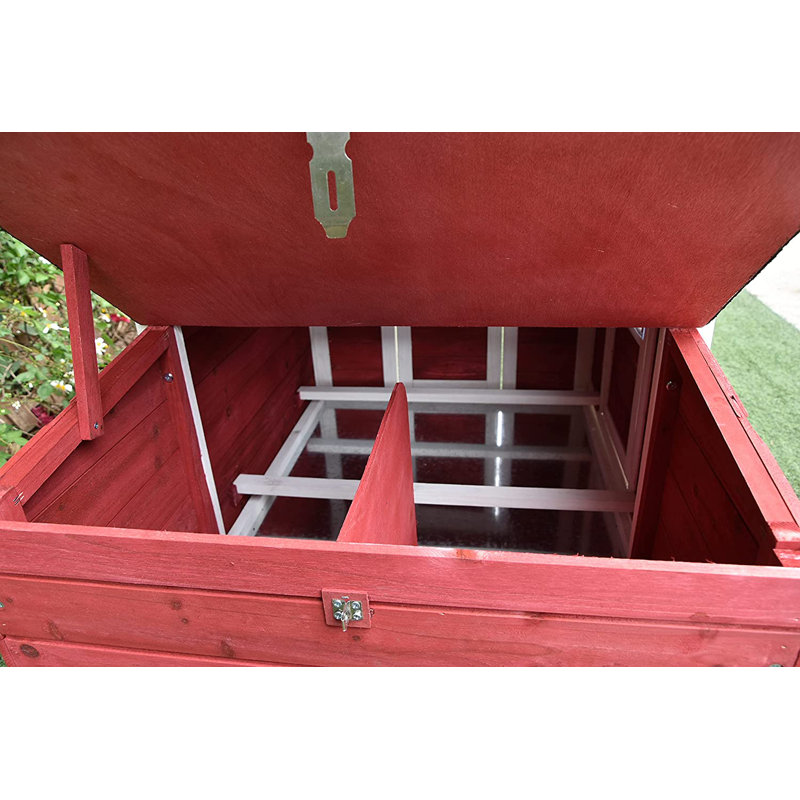 77" Solid Wood Backyard Chicken Coop Run With 2 Nesting Boxes