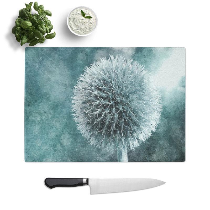 Tempered Glass Globe Thistle Chopping Board, 20 cm x 28.5 cm