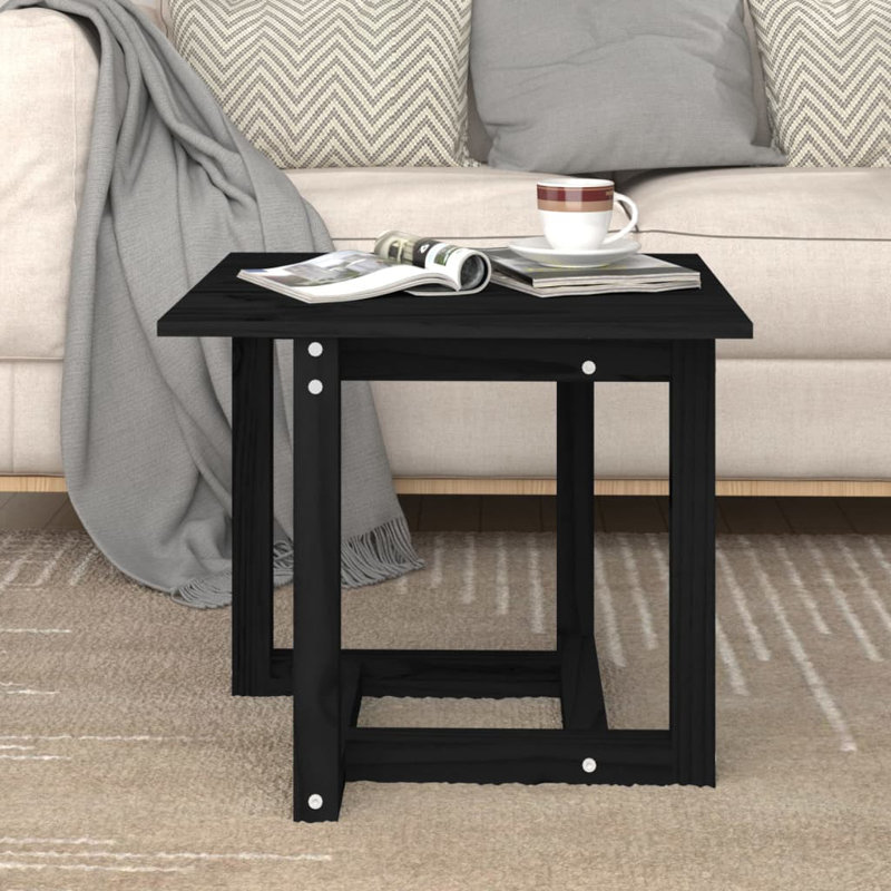Solid Wood Four Leg Coffee Table, Black