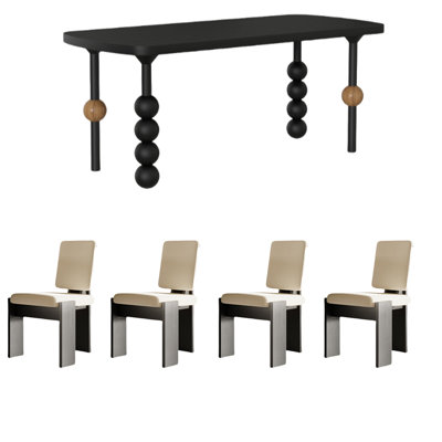Selected dining table set made of birch wood
