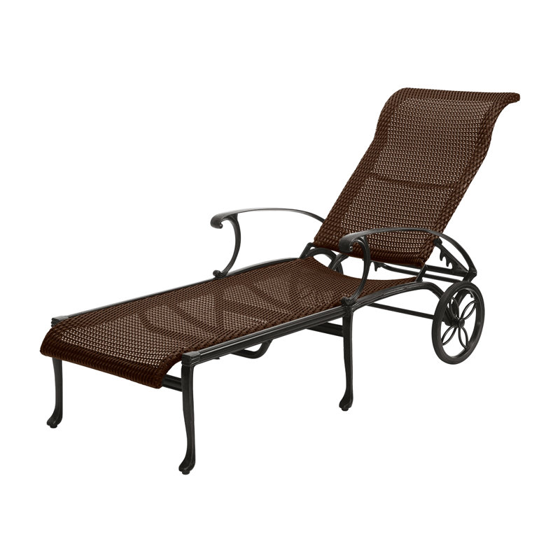 Michigan Woven Chaise Lounge, Chestnut Wicker, Vintage