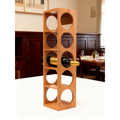 Bamboo Stackable Wine Rack Holds 5 Bottles, Expandable Storage For Horizontal, Vertical Or Wall Display, Natural Renewable Material