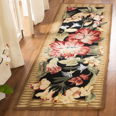 Tapis en laine crocheté à la main à motif floral Hogle