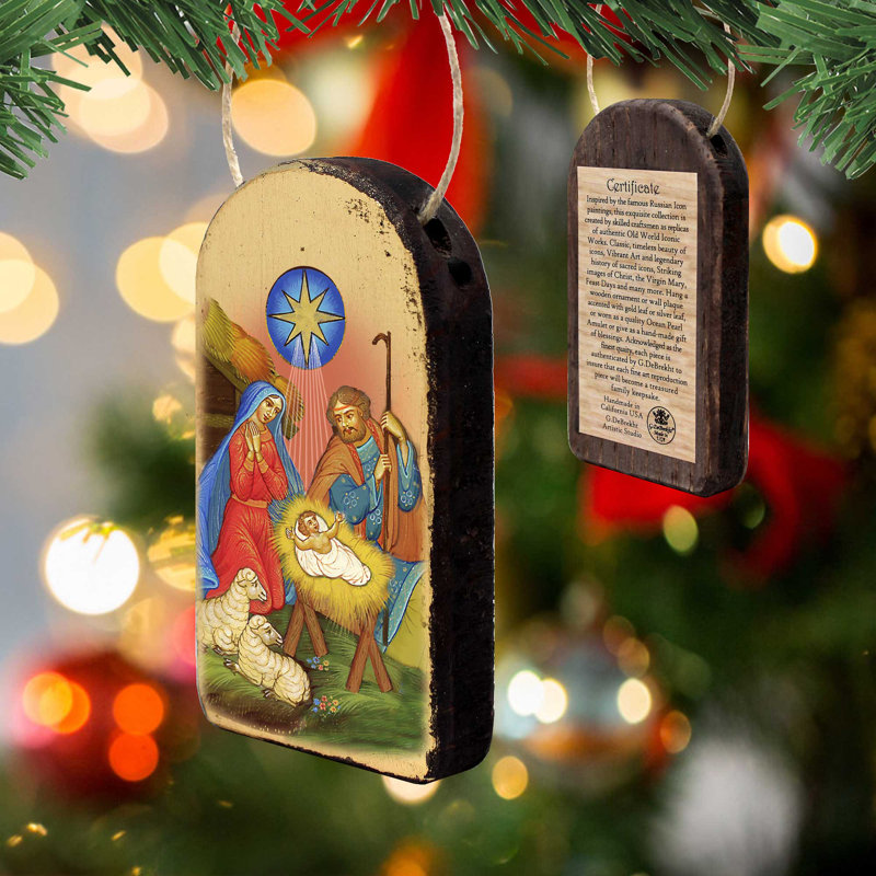 Inspirational Icon 5'' Handmade Wood Shatterproof Hanging Figurine Ornament