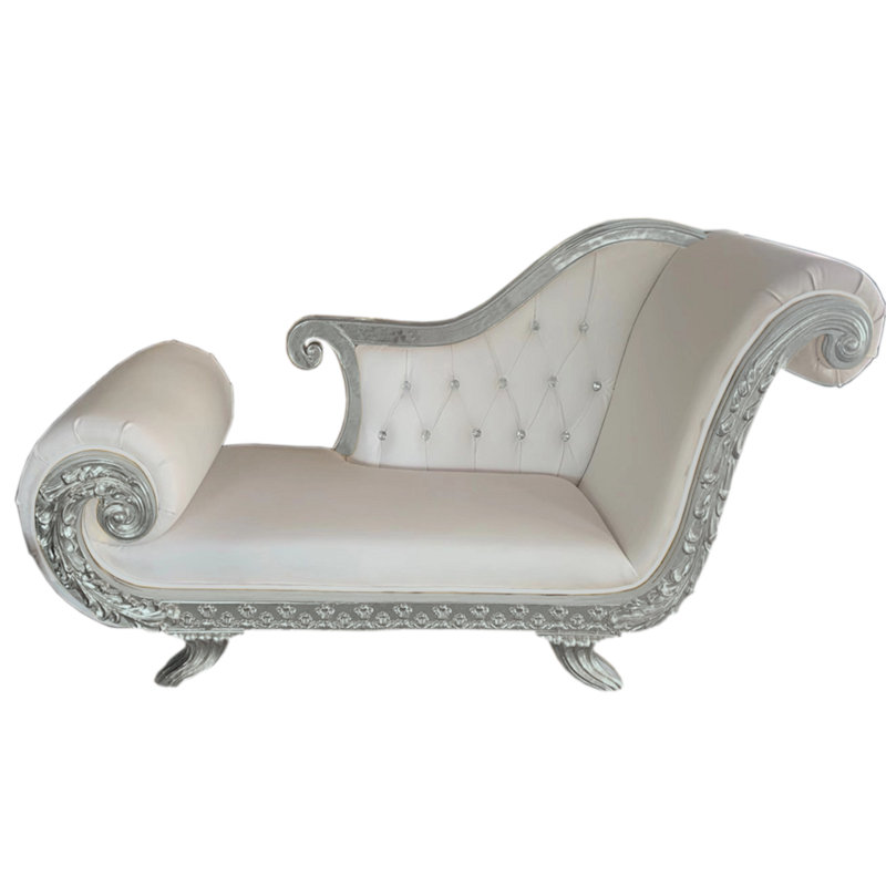 Chaise longue à accoudoirs roulés Bardisa, Argent