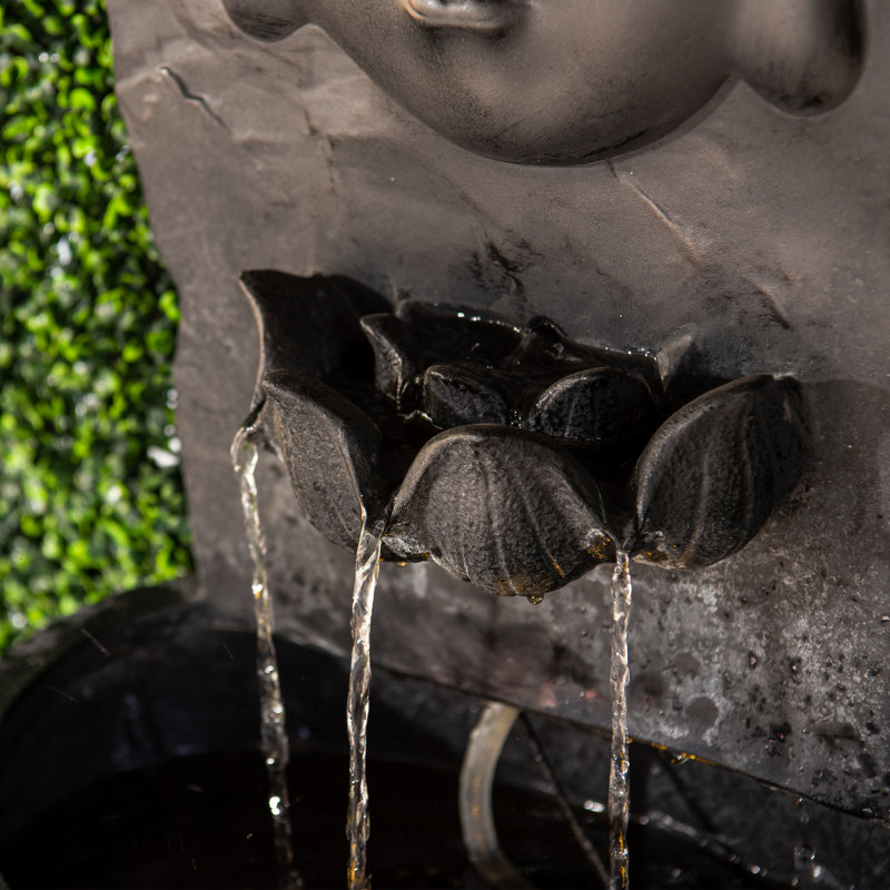 Wall 30 in H Fiber Resin Garden Water Fountain Indoor/Outdoor, Black, Black