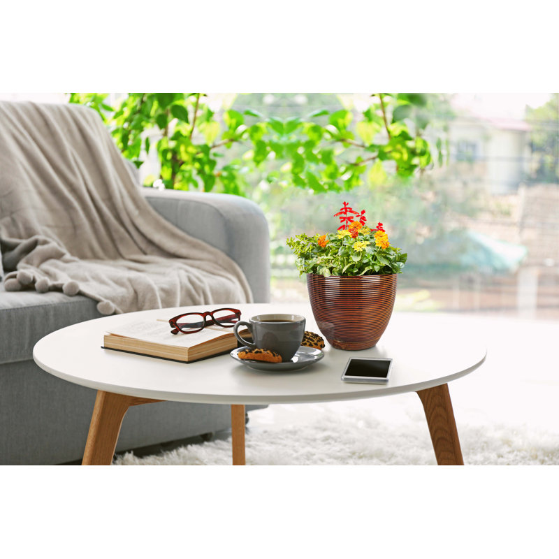 Pot à fleurs en céramique avec soucoupe Caylin