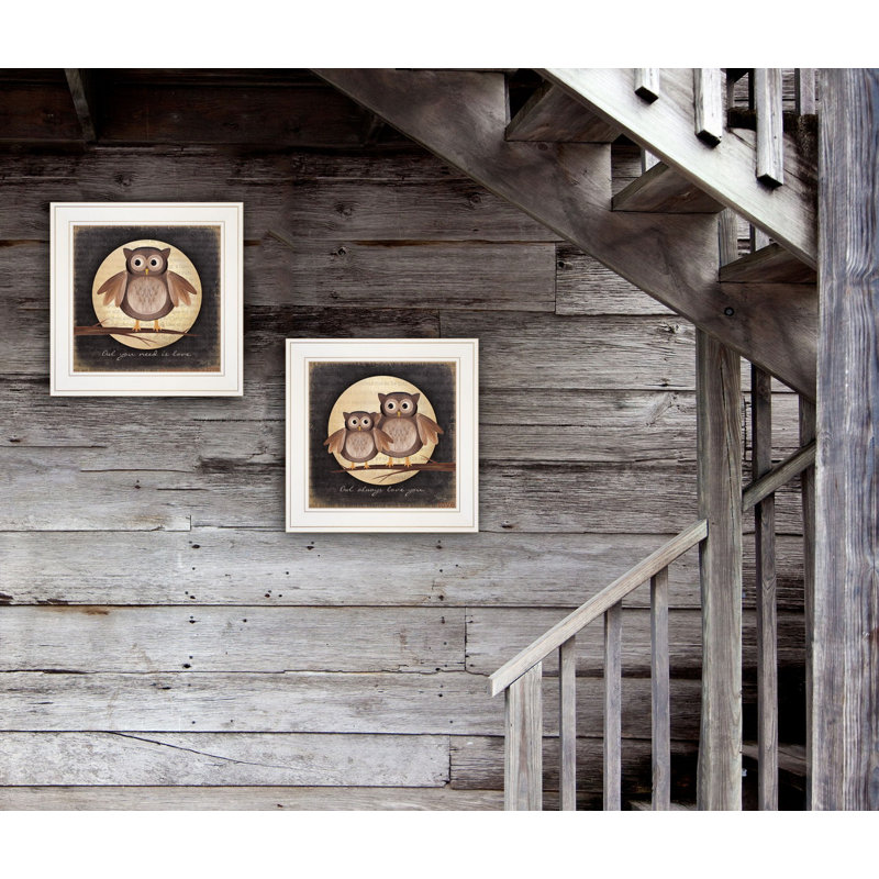 "Owl Always Love & Need You", ensemble de 2 pièces encadrées pour la décoration murale par Marla Rae